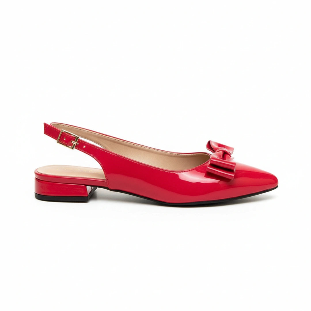 Flats Valentina Rojo con Moño - Destaca con Elegancia