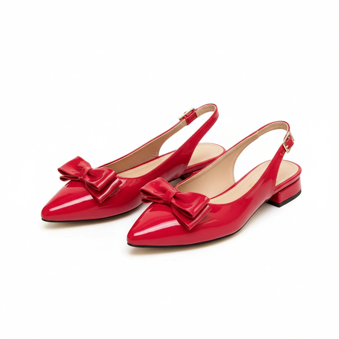 Flats Valentina Rojo con Moño - Destaca con Elegancia