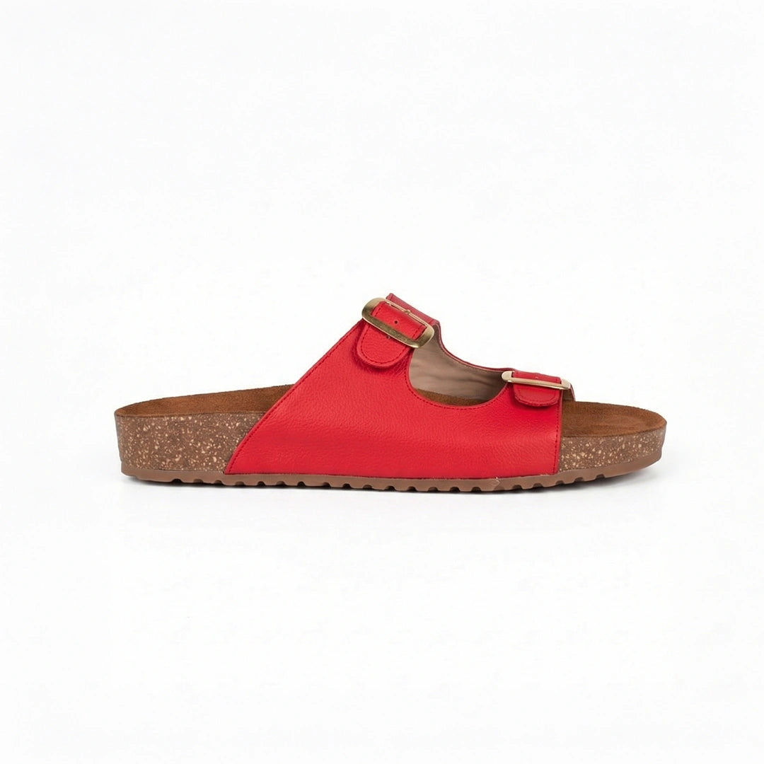 Sandalias Clara Rojo Cuña - Destaca con Color y Altura